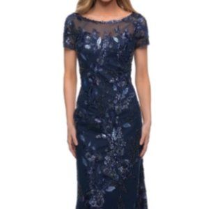 la-femme-sequin-floral-short-sleeve-sheath-gown from Nordstrom